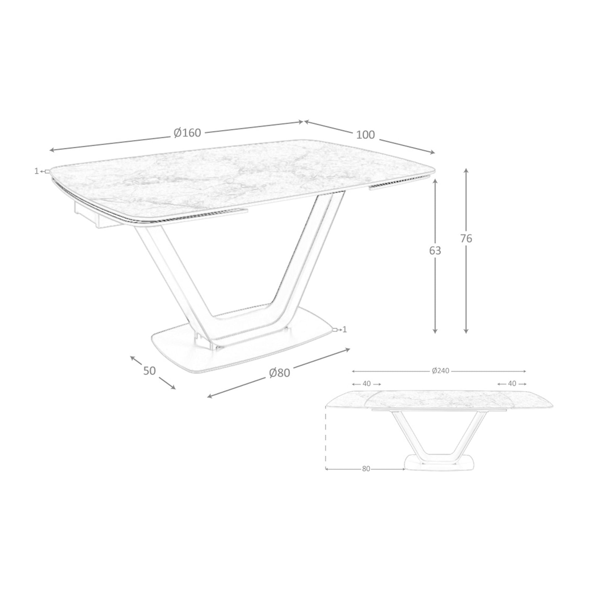 Mesa comedor extensible ovalada barril mármol porcelánico y acero negro
