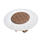 Mesa comedor redonda mármol porcelánico y nogal