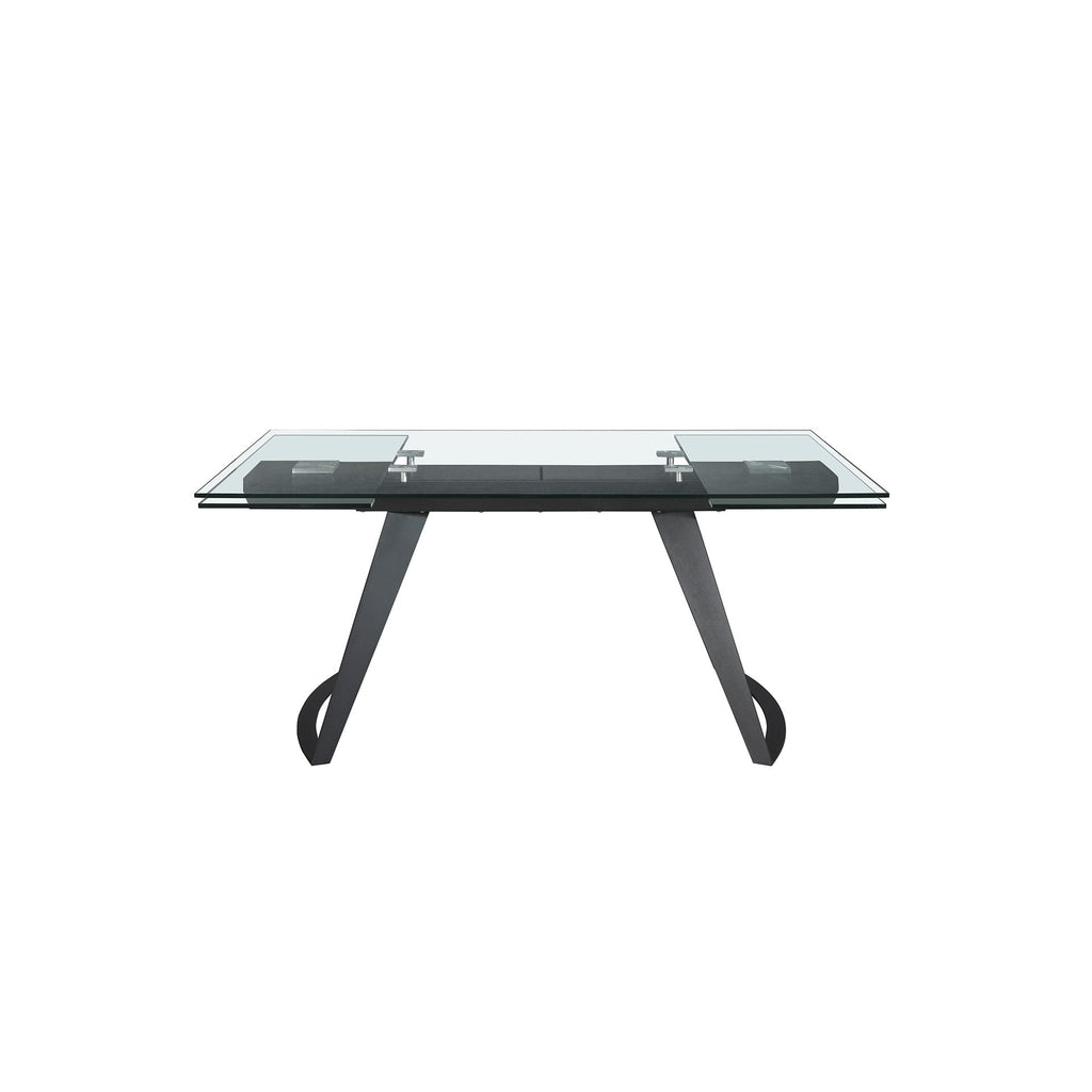 Mesa comedor extensible rectangular cristal templado y acero negro