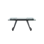 Mesa comedor extensible rectangular cristal templado y acero negro