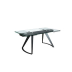 Mesa comedor extensible rectangular cristal templado y acero negro