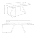 Mesa comedor extensible rectangular cristal templado y acero negro