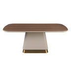 Mesa comedor rectangular nogal y madera beige