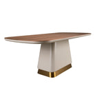 Mesa comedor rectangular nogal y madera beige