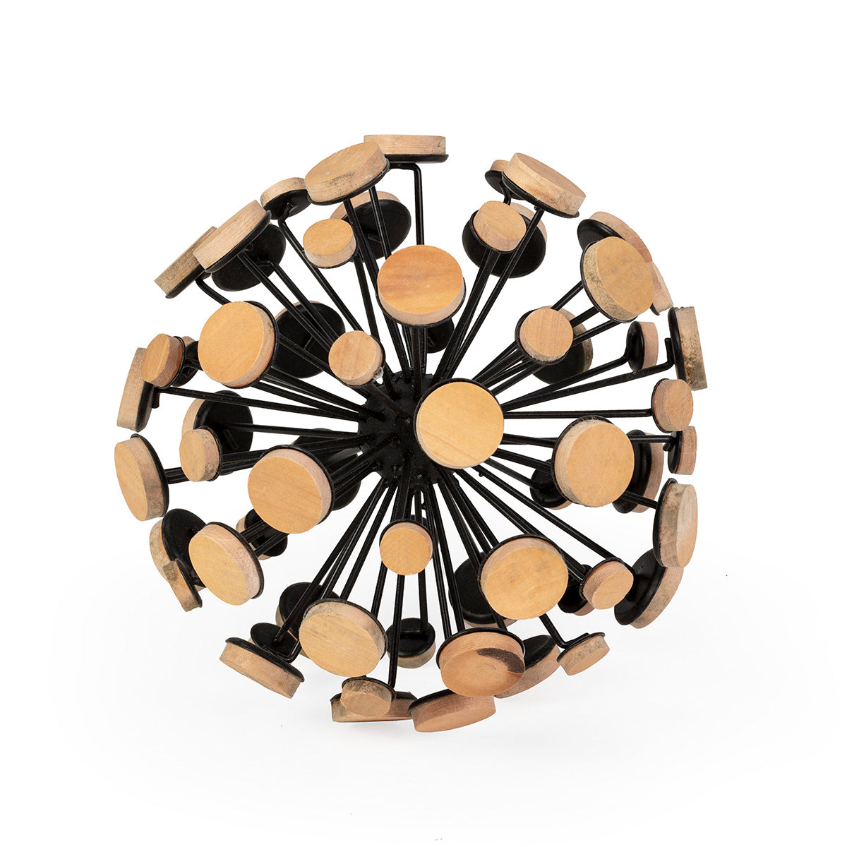 FIGURA 17x17x17 MADERA NATURAL/METAL NEGRO