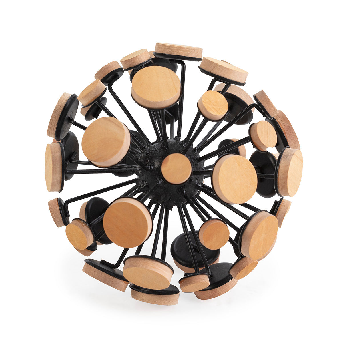 FIGURA 13x13x13 MADERA NATURAL/METAL NEGRO