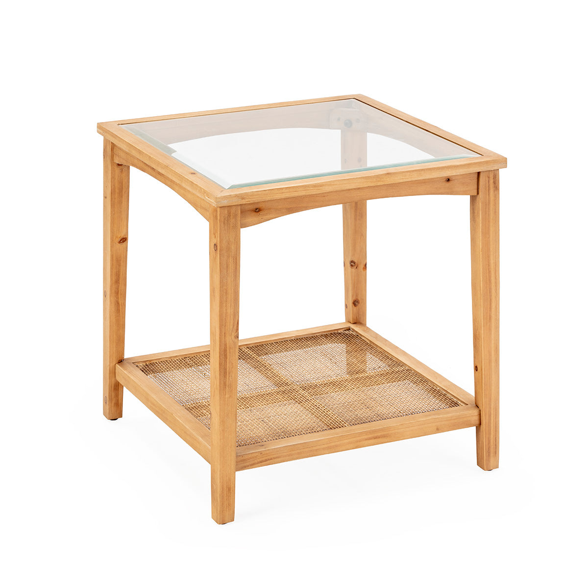 MESA AUXILIAR 56x56x56 MADERA NATURAL/RATAN