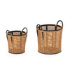 Set de 2 cestos 34x32x36 / 27x24x28 cm de madera de abeto y ratán