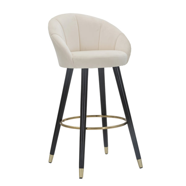 Cadira de bar rodona de tela beix amb respatller 55x56x104 cm