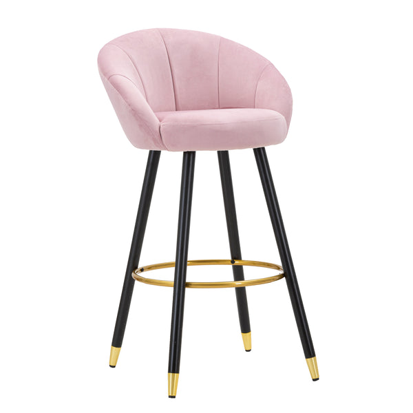 Cadira de bar rodona de tela rosa amb respatller 55x56x104 cm