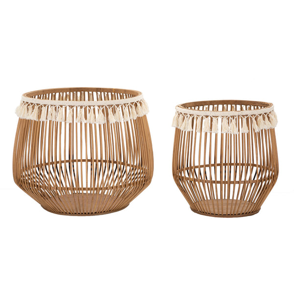 Joc de 2 cistelles de rotàng marró Ø 47x39,5 i 34x36,5 cm 1