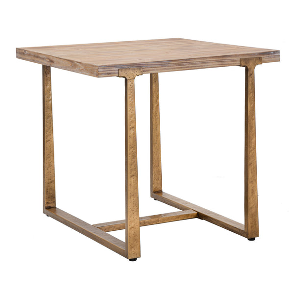Taula de menjador quadrada de metall daurat i fusta marró 80x80x76 cm