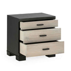 Mesita de Noche 55x40x55 Madera de Cedro/Metal -- Negro/Natural con Pátina Gris