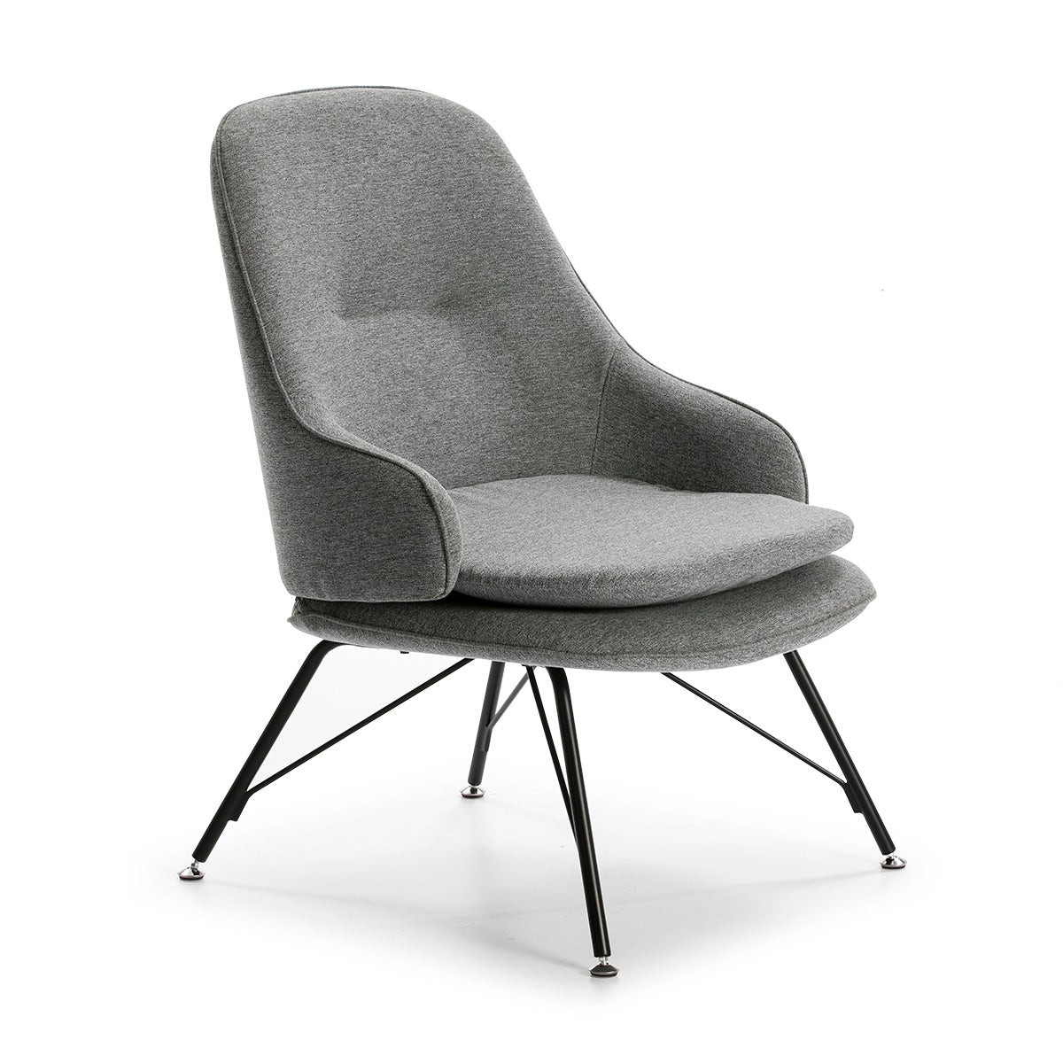 SILLON 70x78x95 METAL NEGRO/TELA GRIS