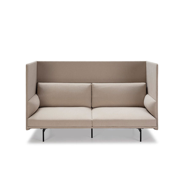 Sofà 186x82x115 cm de metall negre i tela crema