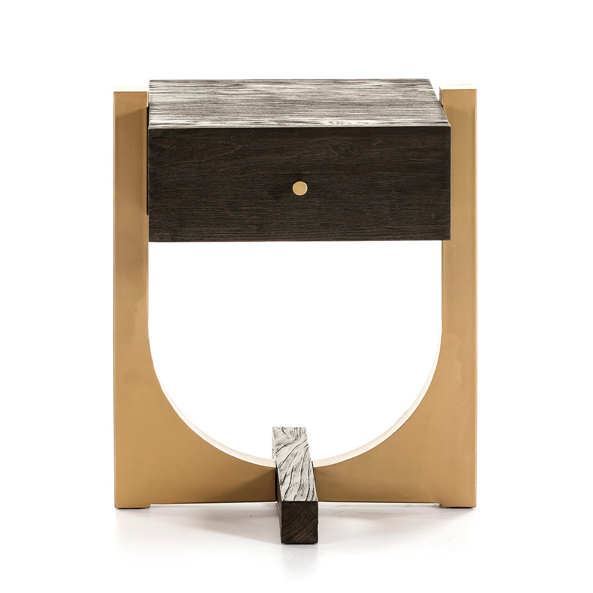 MESITA DE NOCHE 51x45x61 MADERA MARRON OSCURO/METAL DORADO