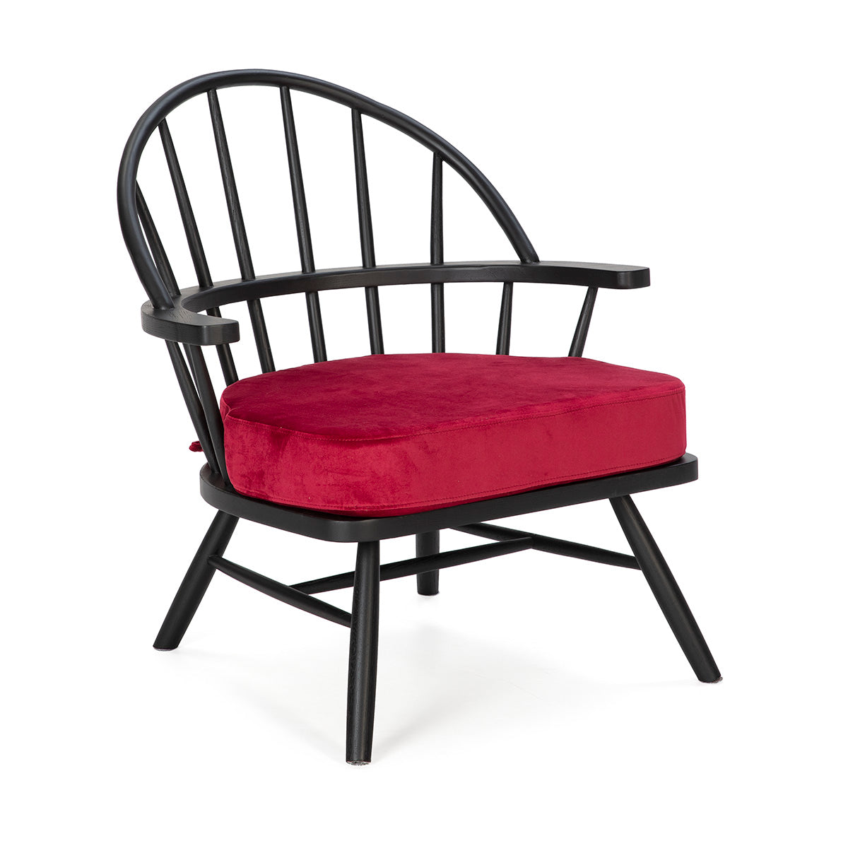 SILLON 73x71x77 MADERA NEGRO/TELA ROJO