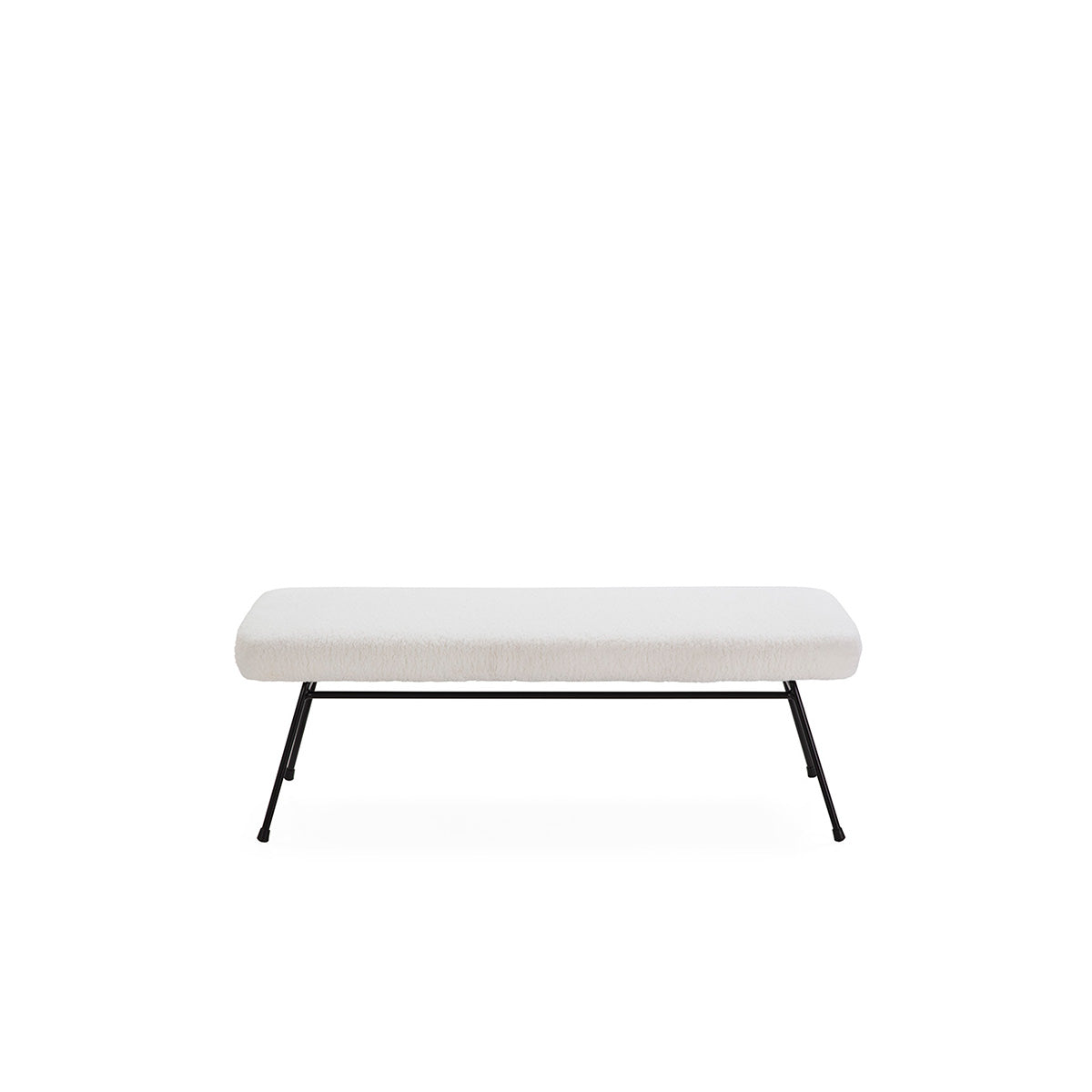 BANCO 126x48x44 METAL NEGRO/TELA BLANCO