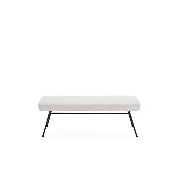 Banc 126x48x44 cm de metall negre i tela blanca