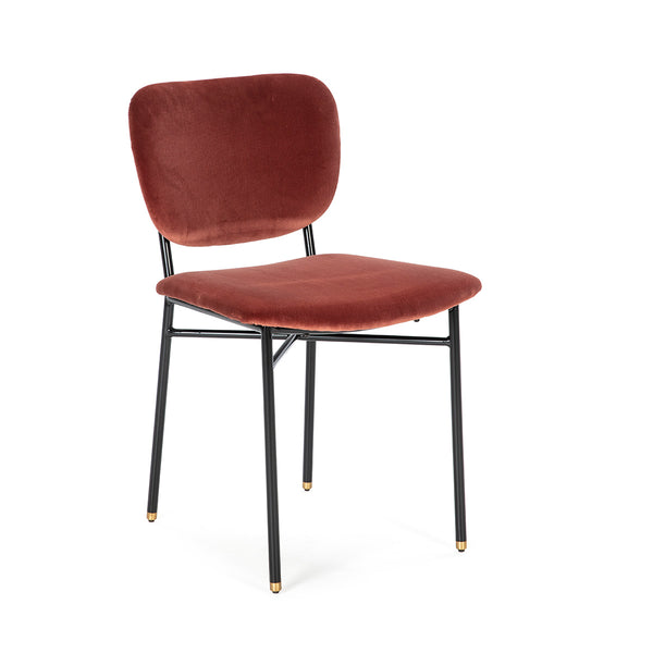 Silla 54x48x84 cm de metal negro y terciopelo rojo