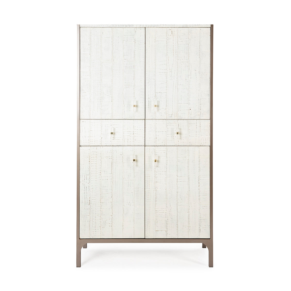 APARADOR 100x45x178 MADERA BLANCO/METAL MARRON