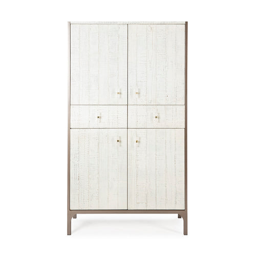 Aparador de 100x45x178 cm en blanco y marrón de Thai Natura