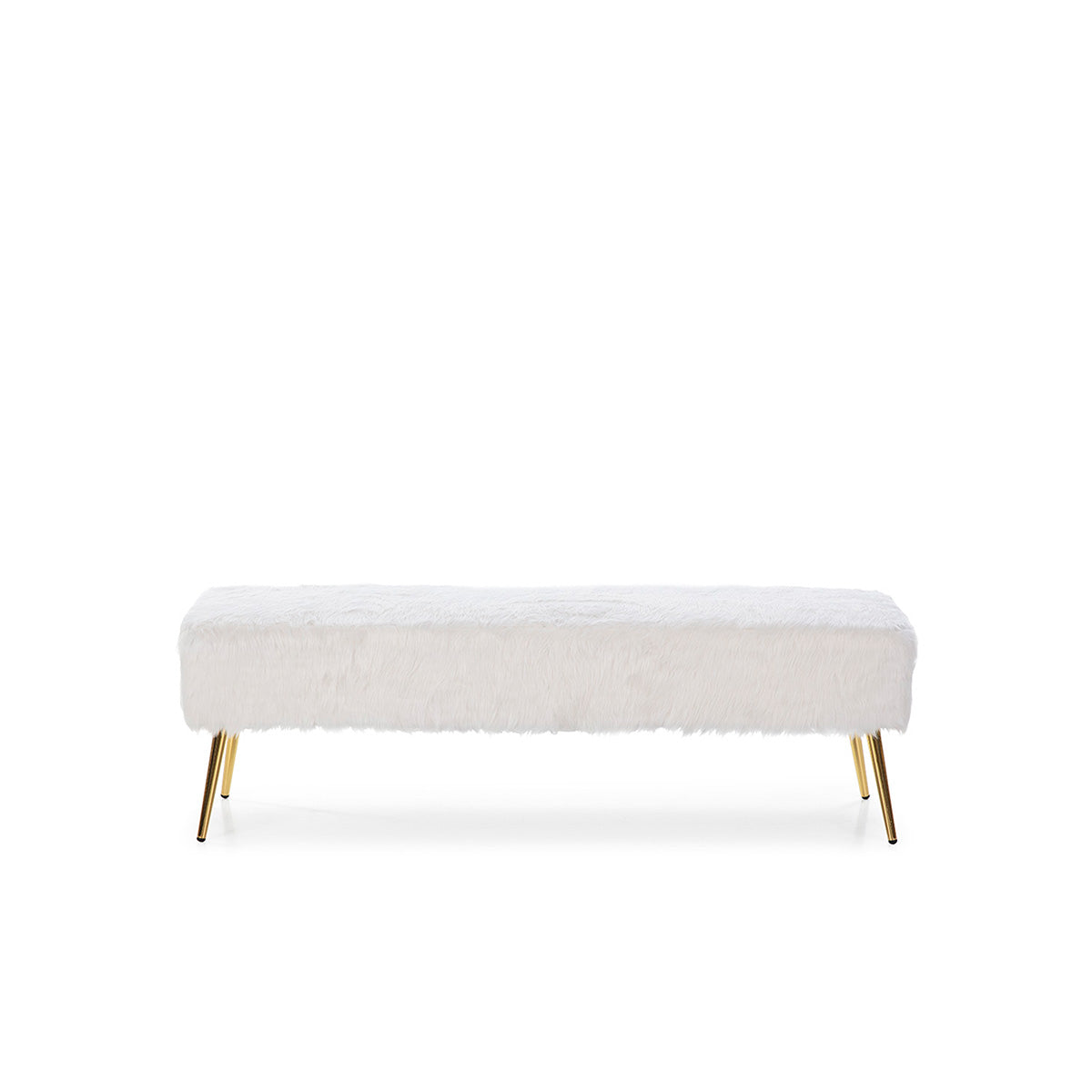 BANCO 142x43x45 METAL DORADO/TELA BLANCO