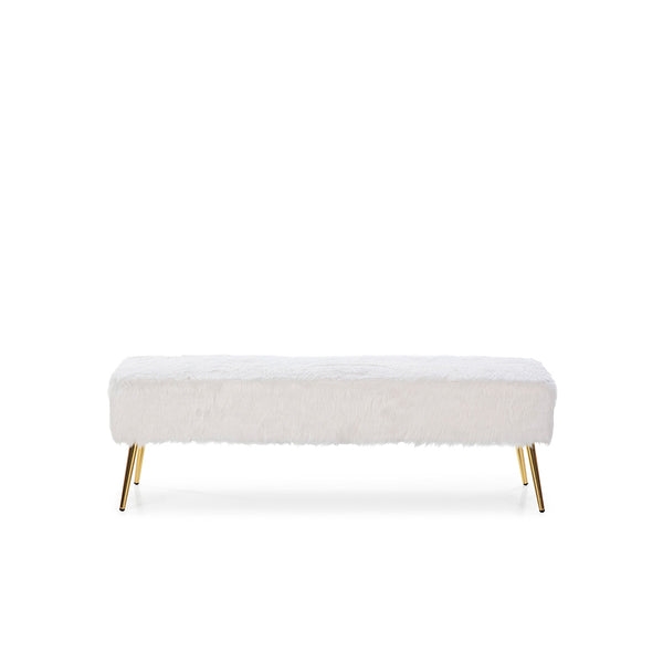 Banco 142x43x45 cm metal dorado y tela blanca