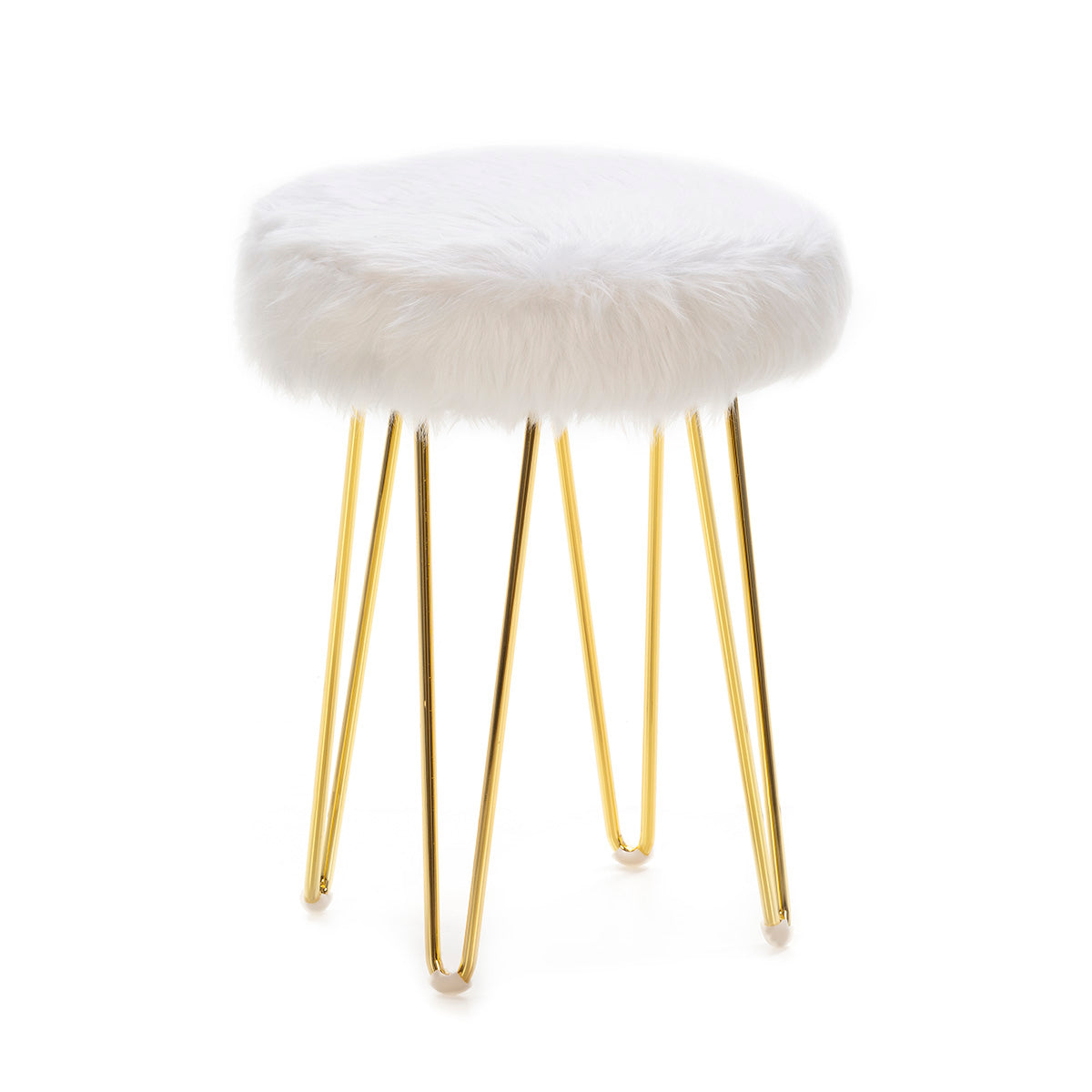 TABURETE 35x35x48 METAL DORADO/TELA BLANCO