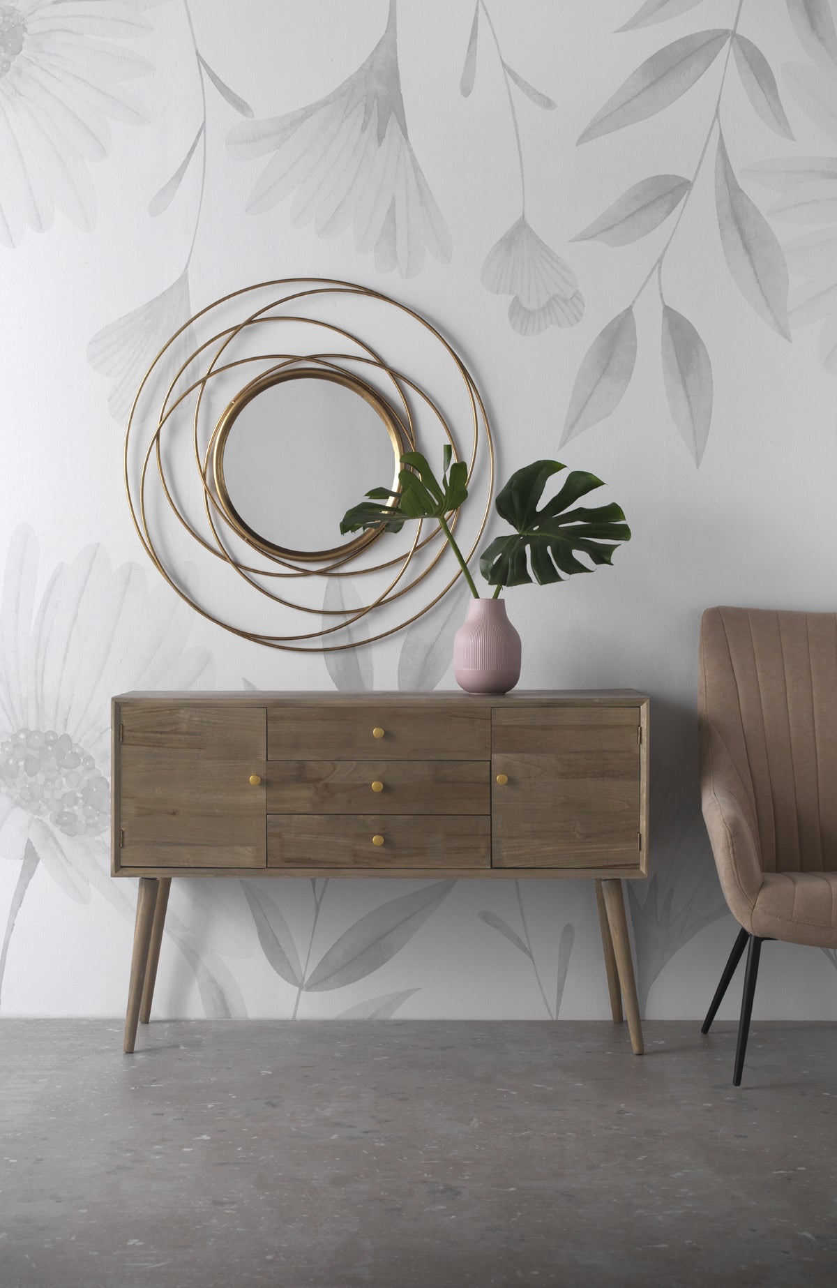 ESPEJO MURAL METAL DORADO