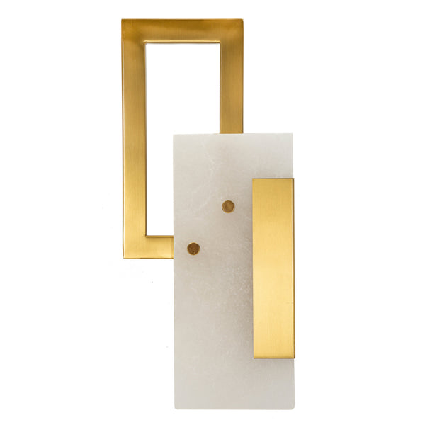 Aplic de paret de metall i vidre daurat 15x8x33 cm