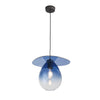Lámpara de techo 34x33x31 cm de metal negro y cristal azul