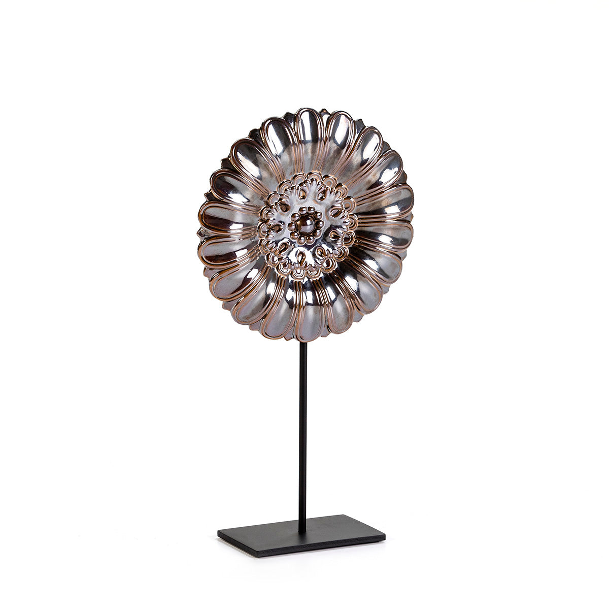 FIGURA 25x10x47 CERAMICA GRIS/MARRON/METAL NEGRO