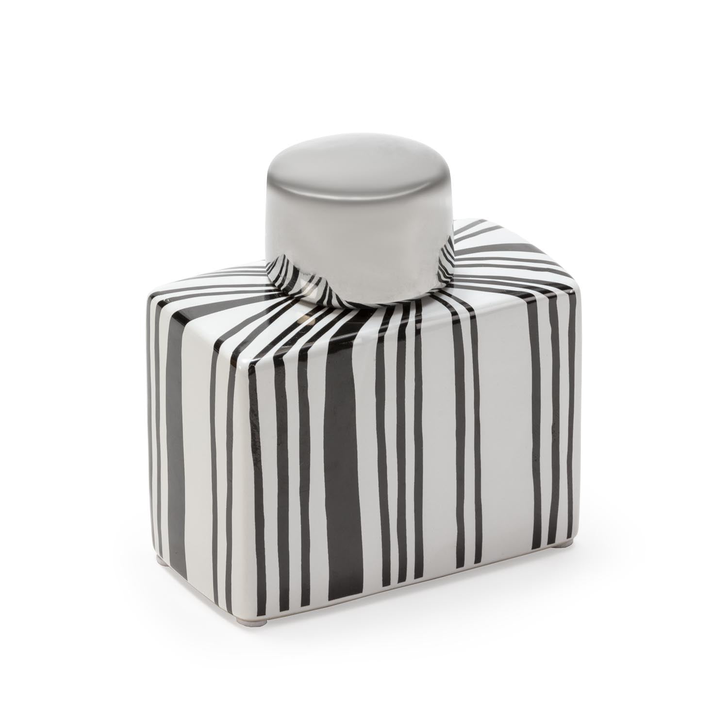 TIBOR 13x7x14 CERAMICA BLANCO/NEGRO/PLATA