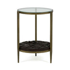 Mesa Auxiliar 51x51x61 Metal/Madera/Cristal -- Dorado Antique/Marrón/Transparente