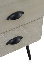 COMODA MADERA NATURAL PATAS METALICAS NEGRAS