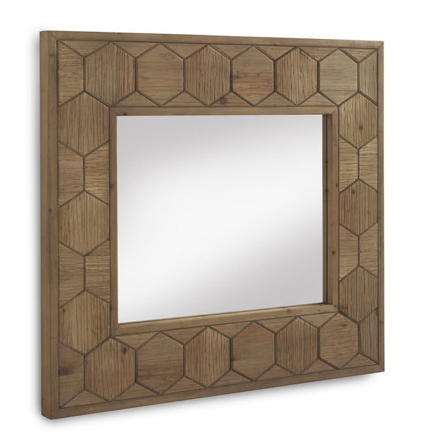 Espejo de madera de fresno con patrón hexagonal 88x4x80 cm