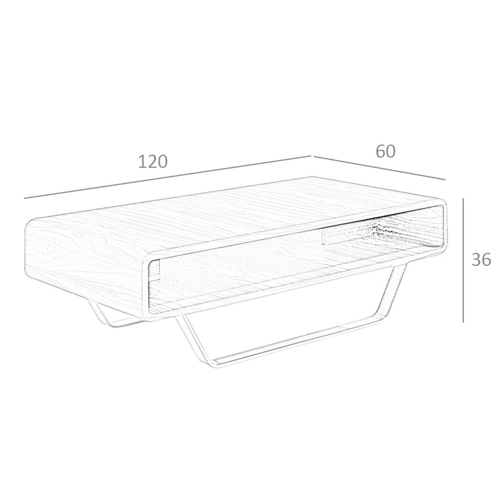 Mesa centro rectangular nogal y acero cromado