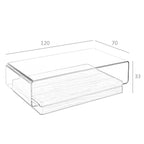 Mesa centro rectangular cristal templado y nogal