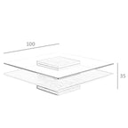 Mesa centro cuadrada cristal templado y nogal