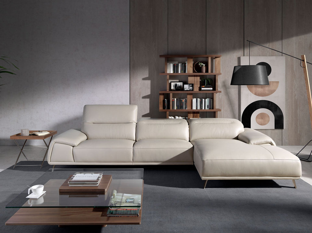 Mesa rincón rectangular nogal y acero cromado