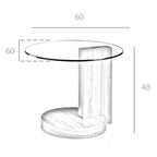 Mesa rincón redonda cristal templado y nogal