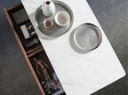 Mesa centro rectangular mármol porcelánico y nogal