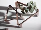 Mesa rincón triangular cristal templado y nogal