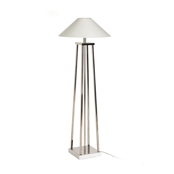 Lámpara de pie 25x25x127 cm de mármol blanco y metal níquel, sin pantalla