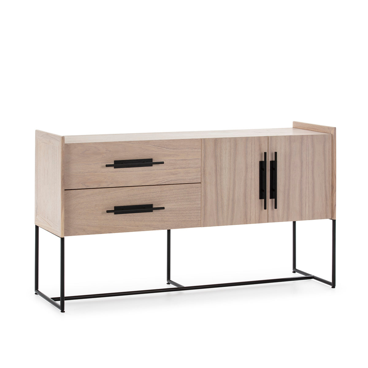 APARADOR 150x46x86 MADERA MINDI NATURAL/METAL NEGRO