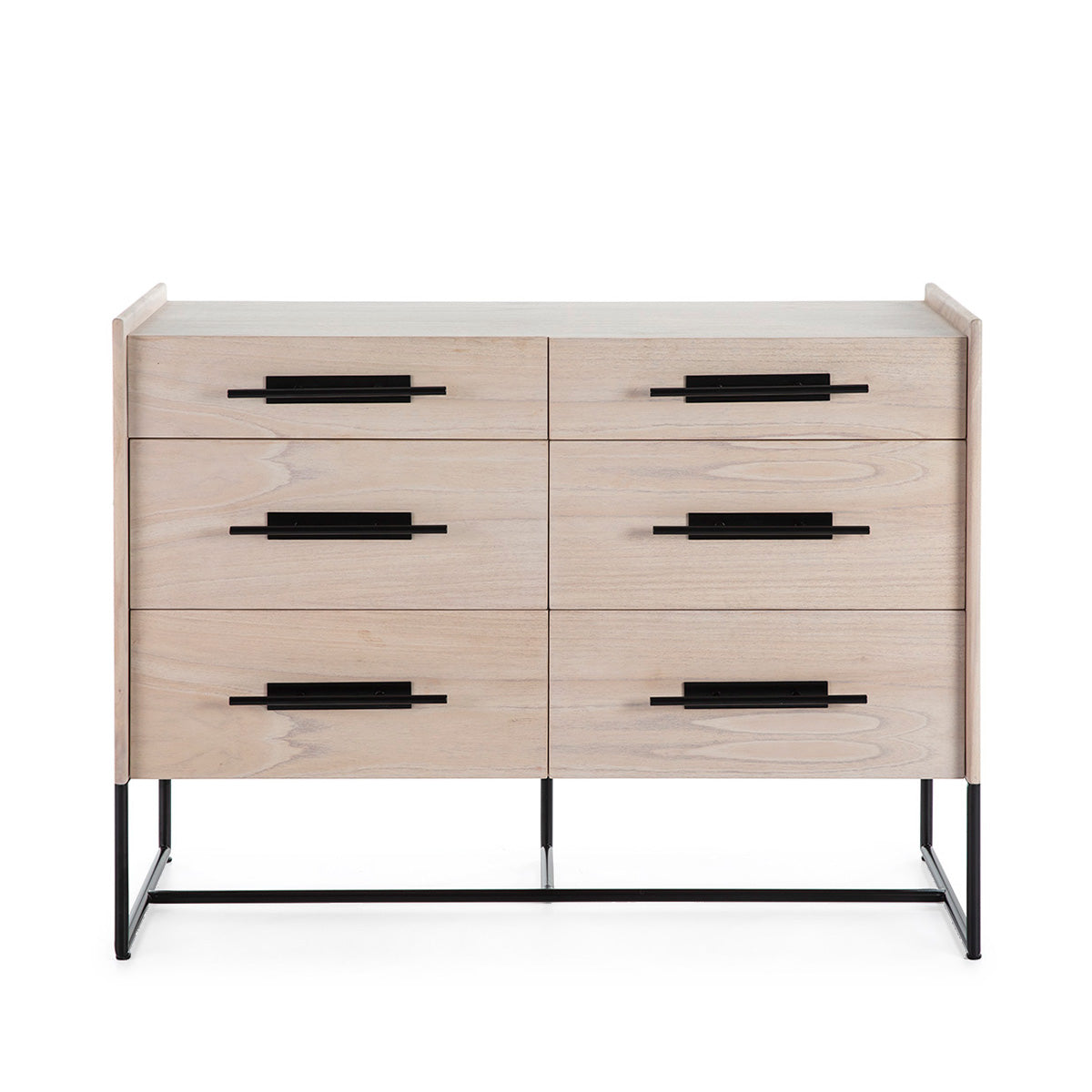 COMODA 120x45x93 MADERA MINDI NATURAL/METAL NEGRO