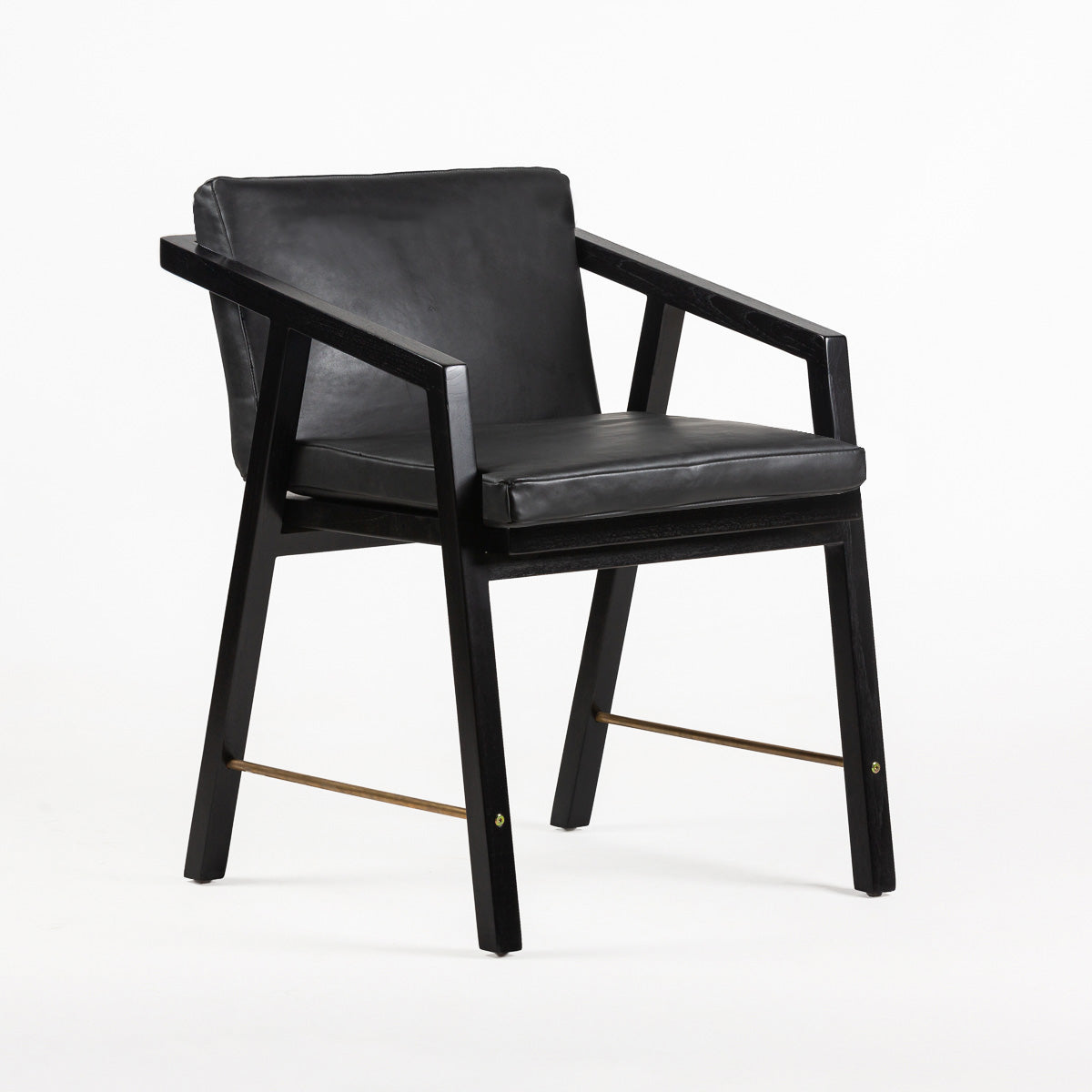 SILLON 51x54x70 MADERA/CUERO NEGRO/METAL DORADO