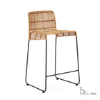 TABURETE ALTO 51x51x93 METAL NEGRO/MIMBRE NATURAL