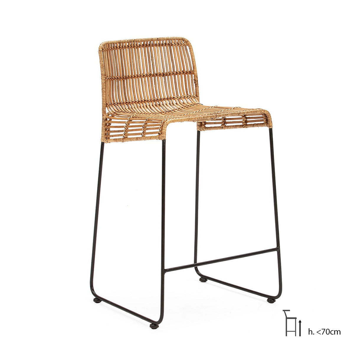 TABURETE ALTO 51x51x93 METAL NEGRO/MIMBRE NATURAL
